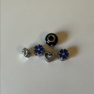 Pandora Silver and Blue Charm Set